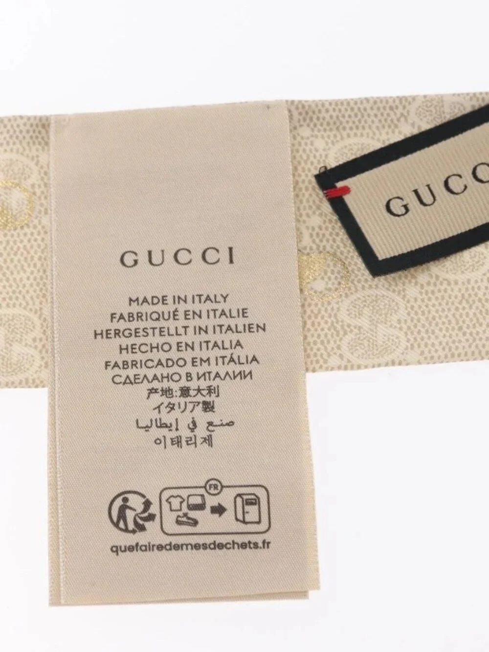 GUCCI Scarf Silk Old GUCCI Beige Pink 663719 Auth 148546M